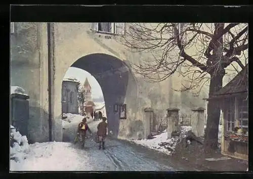 AK Kitzbühel, Stadttor, Kirche