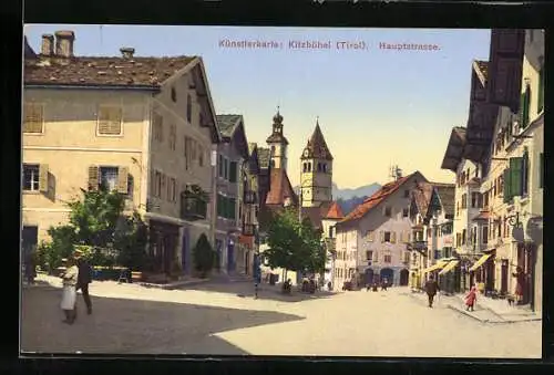 AK Kitzbühel, Hauptstrasse mit Passanten