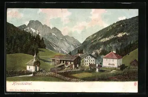 AK Weissbach bei Lofer, Gasthaus Hirschbichl, Kirche