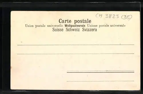 AK Wengernalp, Bahnhof der Bergbahn mit Eiger und Mönch