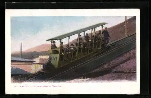 AK Napoli, La Funicolare al Vesuvio, Bergbahn