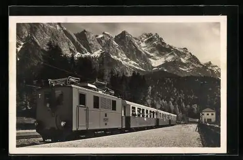 AK Bayerische Zugspitzbahn, Zahradzug im Bahnhof Elbsee