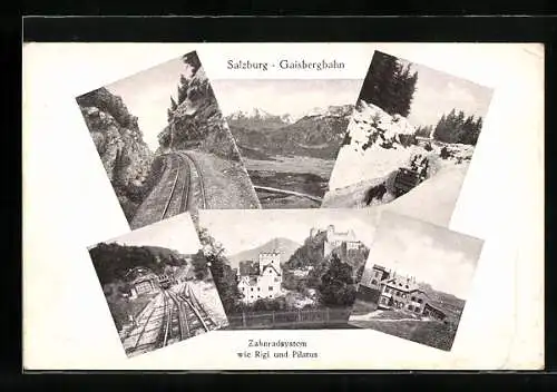 AK Salzburg, Gaisbergbahn, Zahnradsystem wie Rigi und Pilatus