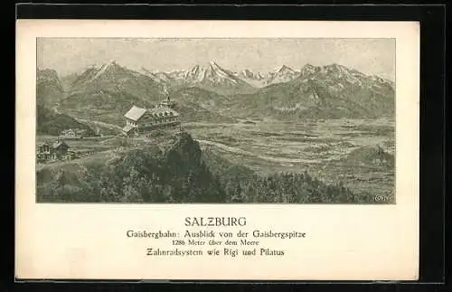 Künstler-AK Salzburg, Gaisbergbahn, Ausblick von der Gaisbergspitze