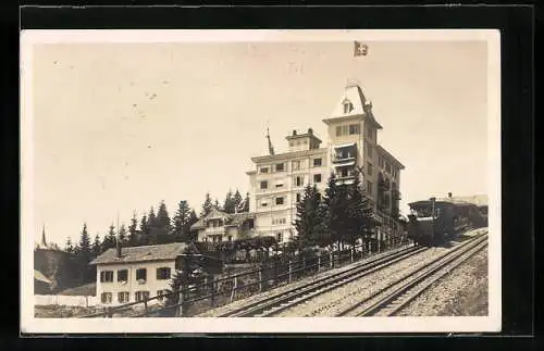 AK Rigi-Kaltbad, Hotel Bellevue mit Bergbahn
