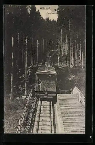 AK Wildbad, Bergbahn im Wald