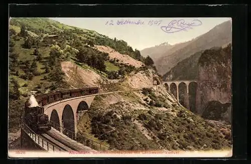 AK Schmittentobelbrücke, Albulabahn mit Landwasser-Viadukt