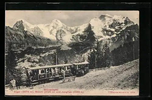 AK Mürrenbahn, Ansicht mit Eiger, Mönch und Jungfrau