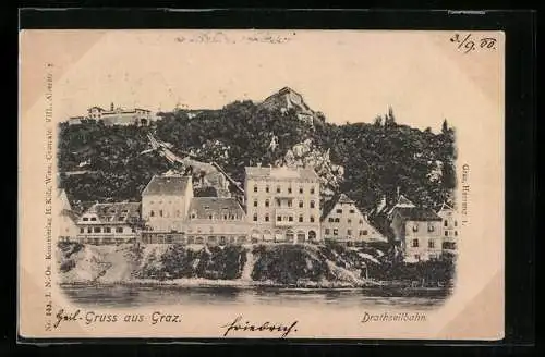 AK Graz, Panorama mit Drahtseilbahn