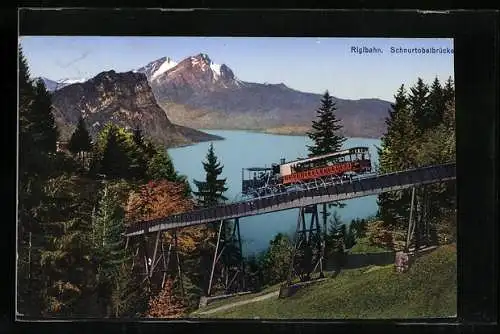 AK Rigi-Bergbahn auf der Schnurtobelbrücke