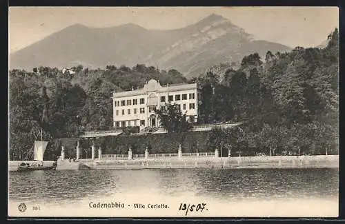 AK Cadenabbia, Villa Carlotta vom Wasser aus gesehen