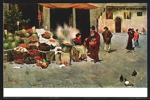 Künstler-AK Venedig / Venezia, Fruttivendola