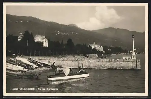 AK Stresa Borromeo /Lago Maggiore, Hafenpartie mit Gebirgspanorama