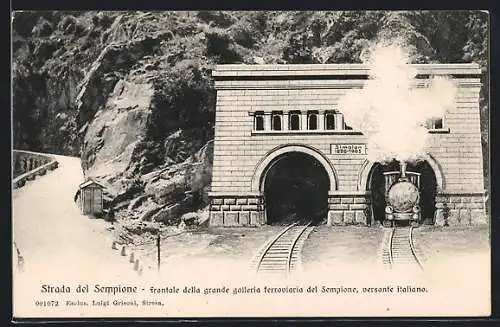 AK Strada del Sempione, Frontale delkla grande galleria ferroviaria, Eisenbahntunnel