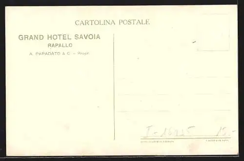 Künstler-AK Rapallo, Grand Hotel Savoia