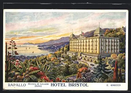 Künstler-AK Rapallo /Riviera di Levante, Hotel Bristol