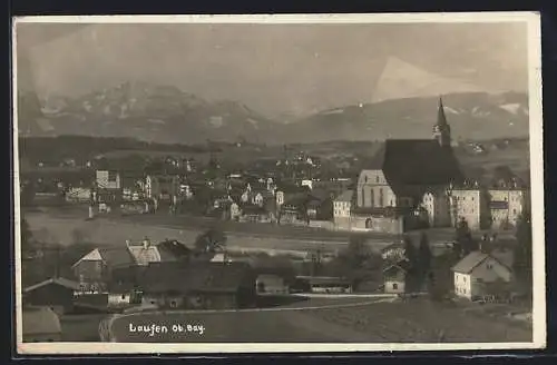 AK Laufen /Obb., Ortsansicht mit Bergen aus der Vogelschau