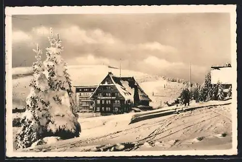 AK Feldberg /Schwarzw., Hotel Feldbergerhof mit Seebuck-Feldberg im Winter