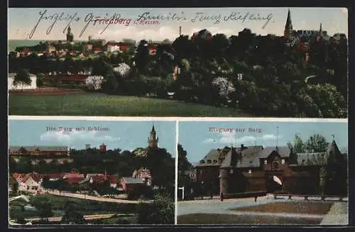 AK Friedberg /Hessen, Burg mit Schloss, Ortsansicht