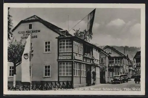 AK Schwarzburg /Th., FDGB-Ferienheim der IG Wismut mit Strasse