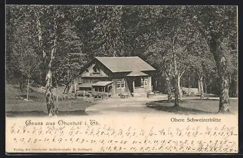 AK Oberhof i. Th., Gasthaus Obere Schweizerhütte mit Strasse