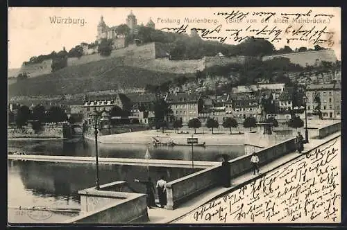 AK Würzburg, Ansicht der Festung Marienberg