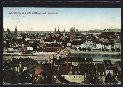 AK Würzburg, Ortsansicht von der Festung aus
