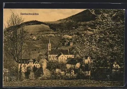 AK Sasbachwalden, Ortsansicht mit Kirche und Umgebung