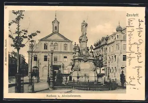 AK Rastatt, Rathaus und Alexiusbrunnen