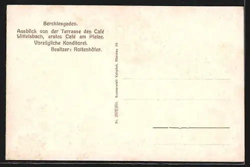 Künstler-AK Berchtesgaden, Ausblick von der Terrasse des Cafes Wittelsbach Rottebnhöfer