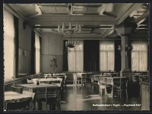 AK Rothenkirchen i. Vogtl., Das Gasthaus Vogtland-Eck, Innenansicht