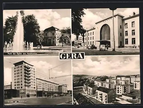 AK Gera, Platz der Opfer des Faschismus, Hauptbahnhof, Strasse der Republik
