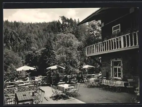 AK Schwarzburg i. Thür., HO-Gaststätte Scheizerhaus, Terrasse