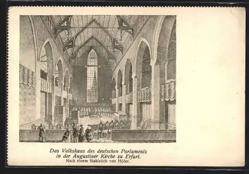 Künstler-AK Erfurt, Das Volkshaus des deutschen Parlaments in der Augustiner Kirche