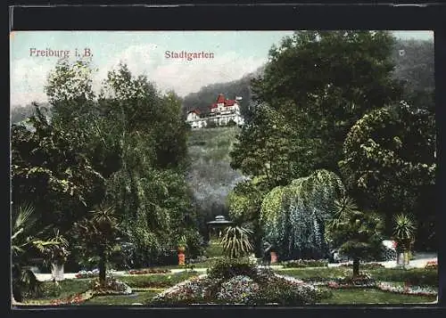 AK Freiburg i. B., Partie im Stadtgarten