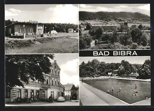 AK Bad Bibra, Hotel Thüringer Hof, Waldschwimmbad, Internationaler Campingplatz