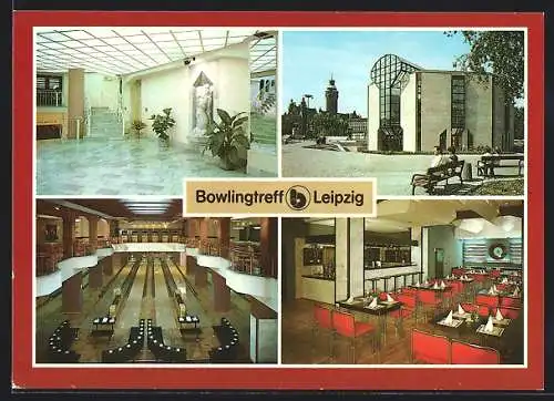 AK Leipzig, Bowlingtreff, Kleine Halle mit Restaurant, Billardgalerie