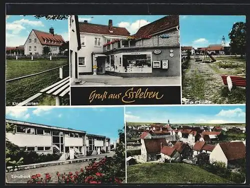 AK Essleben / Schweinfurt, Kindergarten, Schulhaus, Siedlung, Edeka-Kaufhalle