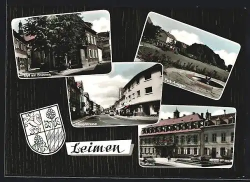 AK Leimen / Baden, Hauptstrasse, Rathaus, Stadtwappen