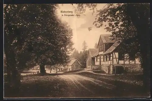 AK Elbingerode, Strassenpartie mit Fachwerkhaus am Büchenberg