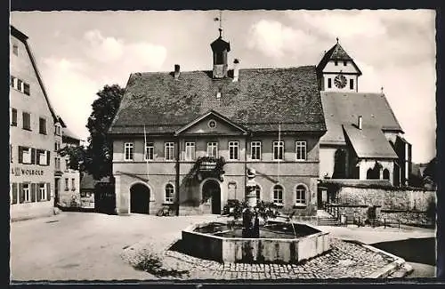 AK Magstadt /Stuttgart, Ortspartie mit Brunnen