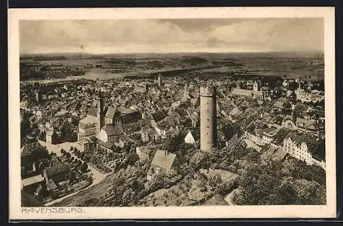 AK Ravensburg / Württ., Ortsansicht mit Turm aus der Vogelschau