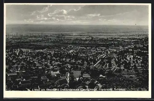 AK Weil am Rhein, Ortsansicht und Dreiländereck