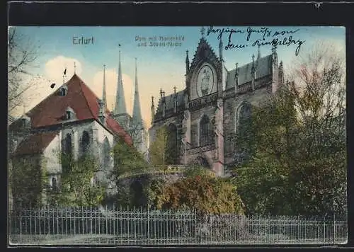 AK Erfurt, Dom mit Marienbild und Severi-Kirche