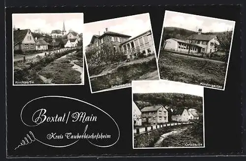 AK Boxtal /Main, Kindergarten, Ortspartie, Schulpartie