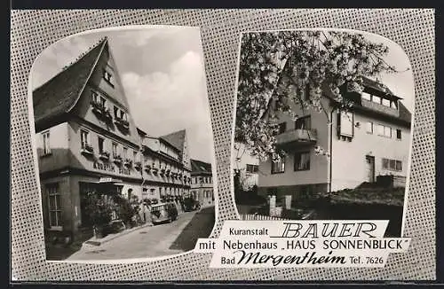 AK Bad Mergentheim, Kuranstalt Bauer mit Nebenhaus Sonnenblick