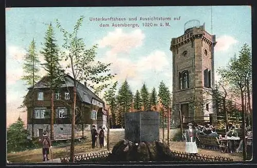AK Wildenthal, Gasthaus und Aussichtsturm auf dem Auersberg