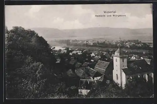 AK Herstelle /Wesertal, Ortsansicht mit Würgassen