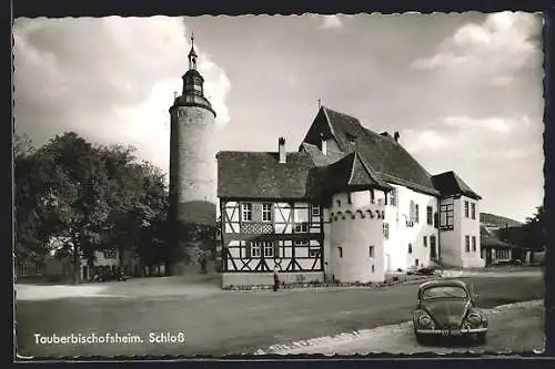 AK Tauberbischofsheim, Strassenpartie mit Schloss, VW Käfer