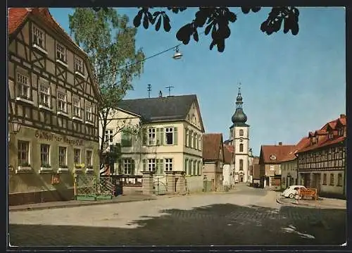 AK Gersfeld /Rhön, Marktplatz mit Gasthof zur Krone